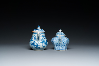Two Chinese blue and white teapots and covers, Yongzheng