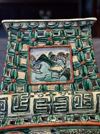 Four Chinese famille rose and verte wares, 19/20th C.
