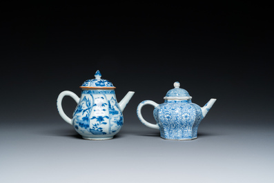 Two Chinese blue and white teapots and covers, Yongzheng