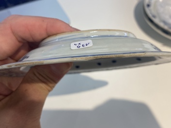 Four Chinese blue and white plates, Wanli and late Ming