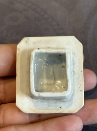 A Chinese famille verte rectangular 'lotus' teapot, Kangxi