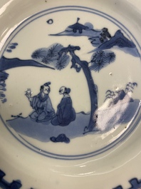 Three Chinese blue and white ko-sometsuke plates for the Japanese market, late Ming