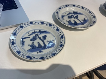 Four Chinese blue and white plates, Wanli and late Ming