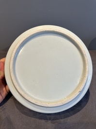 A Chinese blue and white 'river landscape' plate, 18/19th C.