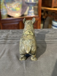A rare Chinese bronze ritual vessel in the form of a tapir in Eastern Zhou-style, Warring States period