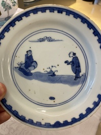 Three Chinese blue and white ko-sometsuke plates for the Japanese market, late Ming