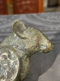 A rare Chinese bronze ritual vessel in the form of a tapir in Eastern Zhou-style, Warring States period