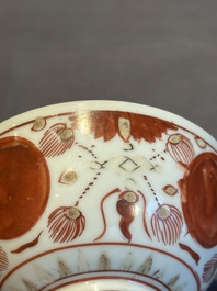 A Chinese iron-red, blue and white 'kinrande' bowl for the Japanese market, Ming