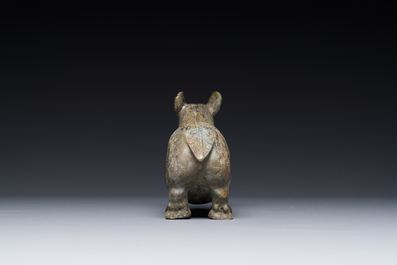 A rare Chinese bronze ritual vessel in the form of a tapir in Eastern Zhou-style, Warring States period