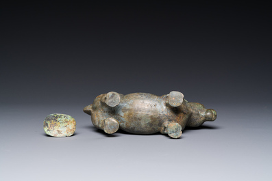 A rare Chinese bronze ritual vessel in the form of a tapir in Eastern Zhou-style, Warring States period
