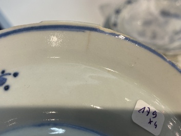 Four Chinese blue and white plates, Wanli and late Ming