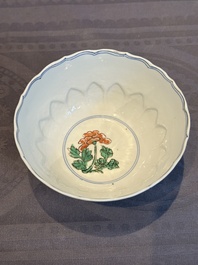 A Chinese famille verte bowl with floral design, Chenghua mark, Kangxi