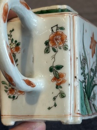 A Chinese famille verte rectangular 'lotus' teapot, Kangxi