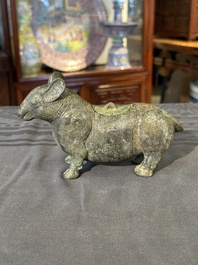 A rare Chinese bronze ritual vessel in the form of a tapir in Eastern Zhou-style, Warring States period