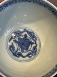 A Chinese iron-red, blue and white 'kinrande' bowl for the Japanese market, Ming