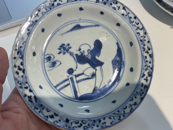 Four Chinese blue and white plates, Wanli and late Ming