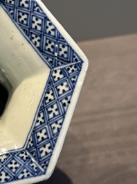 A Chinese blue and white reticulated double-walled vase, Kangxi