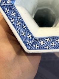 A Chinese blue and white reticulated double-walled vase, Kangxi