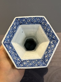 A Chinese blue and white reticulated double-walled vase, Kangxi