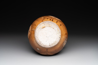 A globular stoneware jug with three coat of arms medallions, Germany, 16th C.