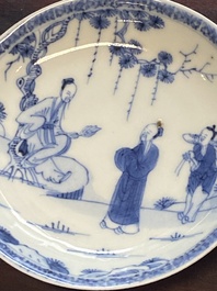 15 Chinese blue and white cups and 19 saucers, Kangxi/Yongzheng