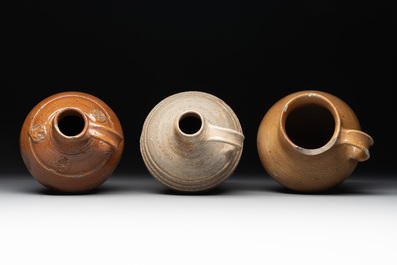 Three German stoneware jugs, 16th C.