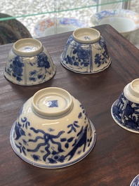 15 Chinese blue and white cups and 19 saucers, Kangxi/Yongzheng