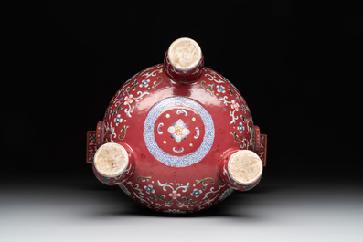 A Chinese famille rose 'bajixiang and lotus scroll' censer, Qianlong mark, 20th C.