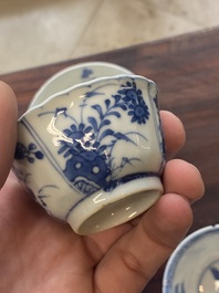15 Chinese blue and white cups and 19 saucers, Kangxi/Yongzheng
