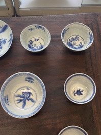 15 Chinese blue and white cups and 19 saucers, Kangxi/Yongzheng