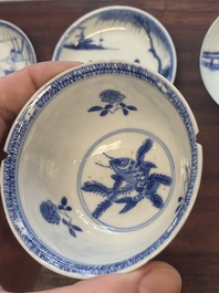 15 Chinese blue and white cups and 19 saucers, Kangxi/Yongzheng