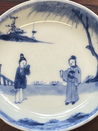 15 Chinese blue and white cups and 19 saucers, Kangxi/Yongzheng