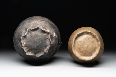 A collection of five German proto stoneware jugs and a vessel, 14th C.