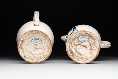 A pair of Dutch Delft blue and white wet drug or syrup jars inscribed 'DE ABSYNTHIO' and 'DE FARFARA', 18th C.