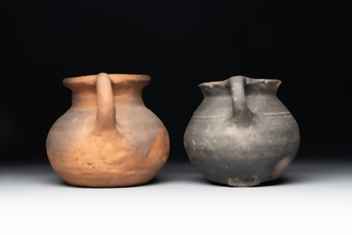 A collection of five German proto stoneware jugs and a vessel, 14th C.