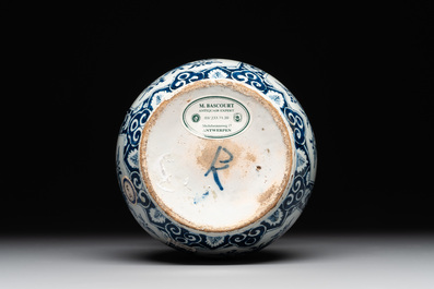 A Dutch Delft blue and white double gourd vase, Pieter Kam, ca. 1700