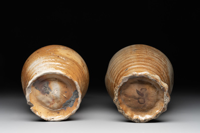 Five German stoneware jugs, 16/17th C.
