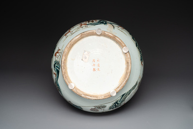 A large Chinese famille rose '100 deer' 'hu' vase, Qianlong mark, 19th C.