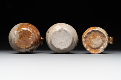 A collection of six German stoneware mugs, 16/17th C.
