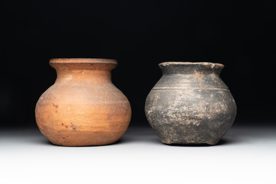 A collection of five German proto stoneware jugs and a vessel, 14th C.