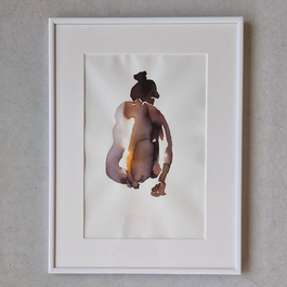 Herlinda De Clerck: 'Hurkend', ecoline op papier