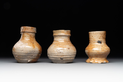 A collection of six German stoneware mugs, 16/17th C.