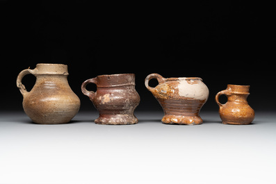 A collection of 10 German stoneware mugs, 14/16th C.