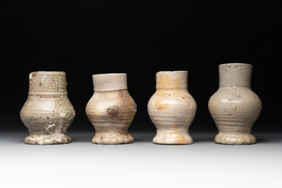 A collection of 9 German stoneware jugs, 16th C. and later