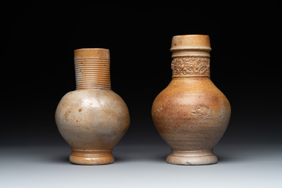Six German stoneware jugs and mugs, 15/16th C.
