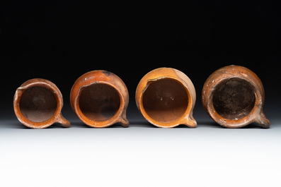 11 brown-glazed pottery wares, Low Countries, 14/17th C.