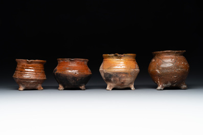 11 brown-glazed pottery wares, Low Countries, 14/17th C.