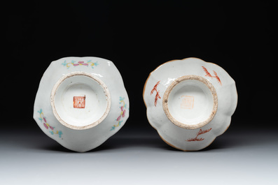 A varied collection of nine Chinese famille rose wares, 19/20th C.