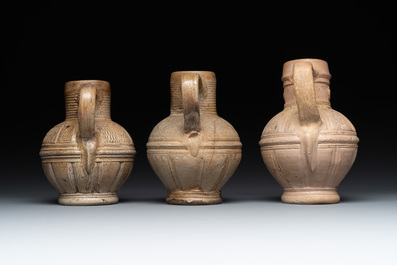 Five Siegburg stoneware jugs, 16th C.