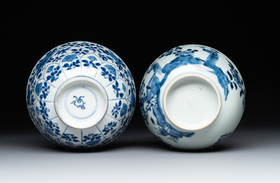 A varied collection of 13 Chinese famille rose, blue and white wares, Transitional period/19th C.